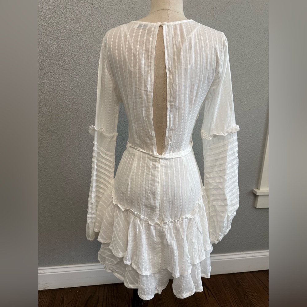 Balloon Sleeve Layered Ruffle‎ Hem Dress Size Small - Picture 6 of 9